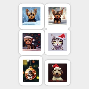 Christmas Kittens and Puppies Stickers Pack Sticker